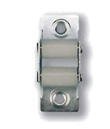Metallic strap guide for built-in roller shutter.