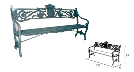 Ornate iron bench.