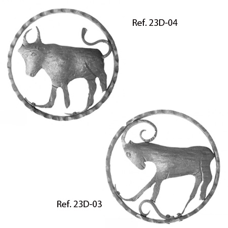 Aries and Taurus wrought iron ornament.