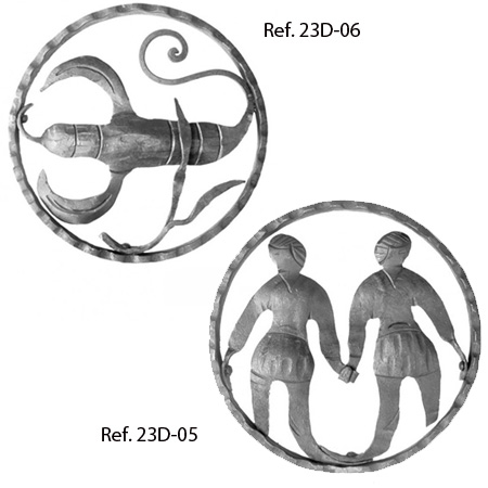 Cancer and Gemini wrought iron ornament.