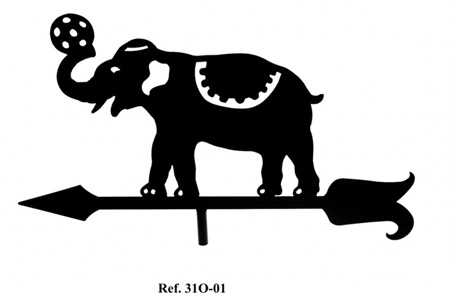 Elephant weathervanes for childrens play areas.