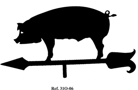 Weather vanes with a pig profile.