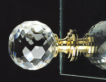 Clear ball glass door knob for sophisticated furniture.