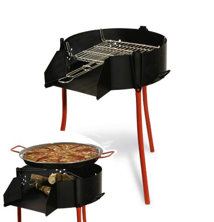 Barbecue grill to be used with firewood or gas paella purner.