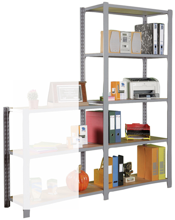 Additional wooden shelving system.