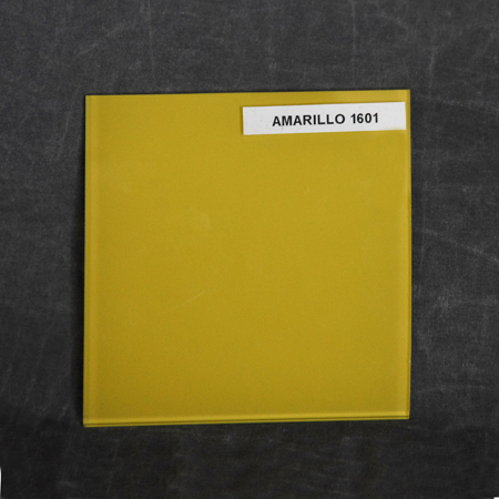 Vidrio decorativo lacobel en color amarillo mostaza1601.
