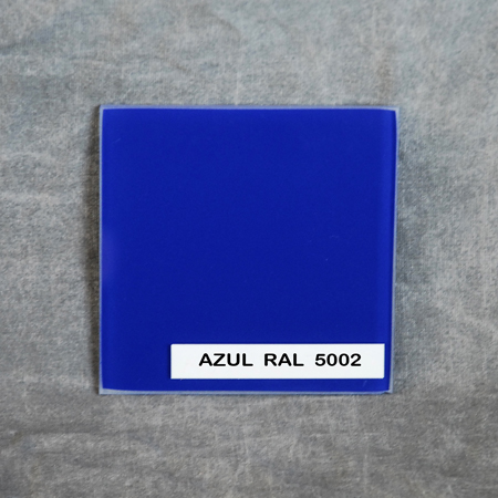 Vidrio decorativo lacobel en color azul 5002.