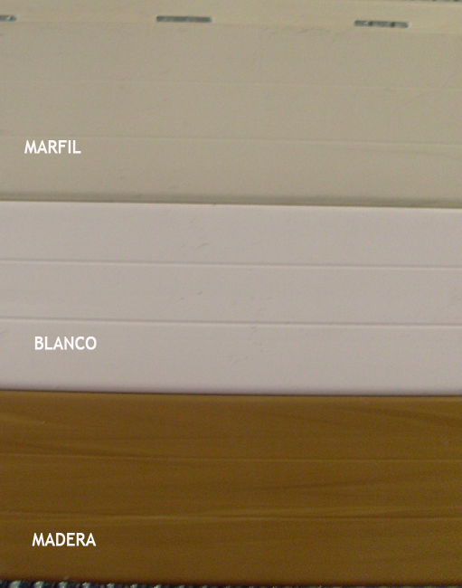 White, ivory or wood colour plastic roller shutter.